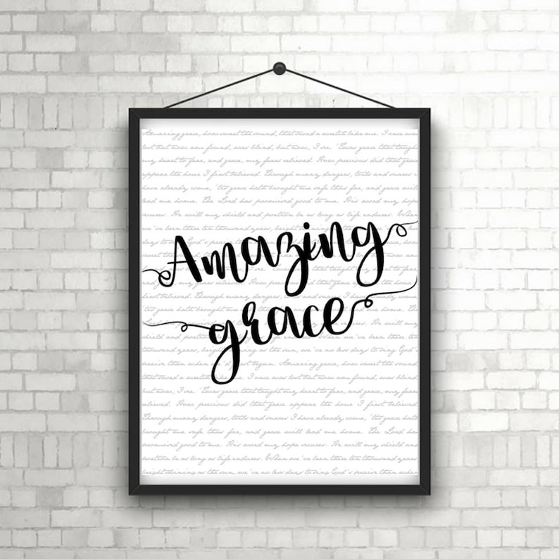 Amazing Grace Hymn Wall Art Full Text Overlay 8x10 PDF Etsy