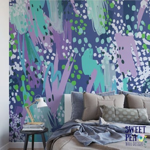 Abstract Shapes Wall Mural - Colorful Splatter Bold Removable Wallpaper - Feature Wall - M1494