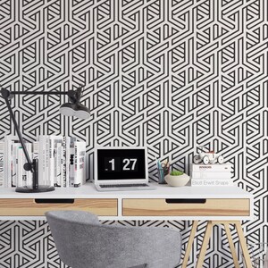Braided Triangle Removable Wallpaper - Geometric Monochrome Triangle Wallpaper - G121-27