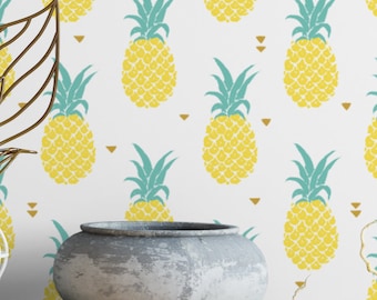 Tropical Pineapples Removable Wallpaper: Fun, Quirky Design