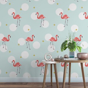 Flamingo Removable Wallpaper: Modern Feature Wall Decor
