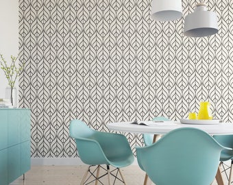 Black and White Geometric Leaf Removable Wallpaper G148-27