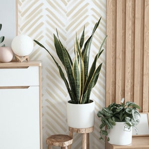 Herringbone Wallpaper Neutral Chevron Wallpaper Neutral Peel and Stick Wallpaper Scandi Self Adhesive Wallpaper Geometric Wallpaper image 1