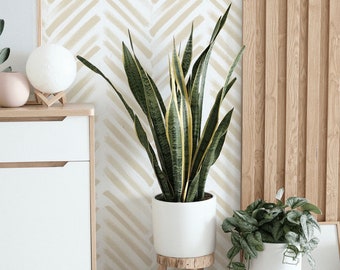 Warm Herringbone Brushstrokes Peel and Stick Wallpaper