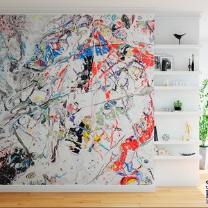 Mural de pared con pintura salpicada, papel tapiz removible M4208