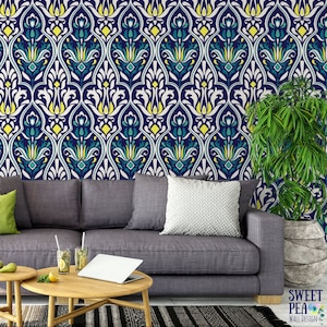 Navy Damask Removable Wallpaper G209-27