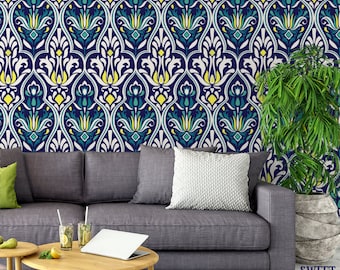 Navy Damask Removable Wallpaper G209-27