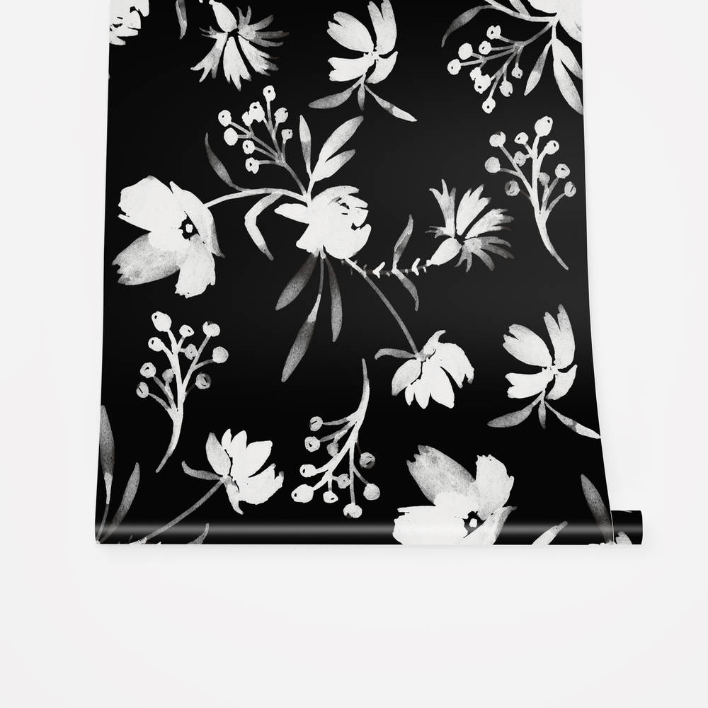 Adaline Black Floral Removable wallpaper W30127 Etsy