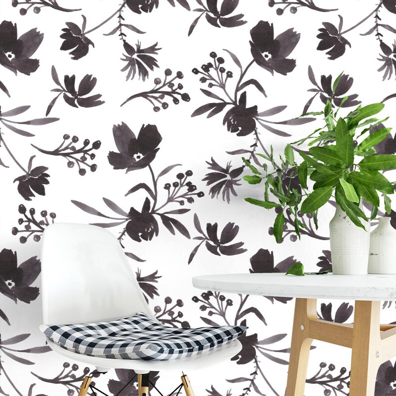 Adaline White Floral Removable Wallpaper / Tropical Wallpaper Etsy