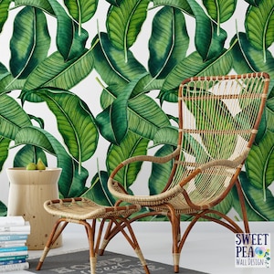 Banana Leaf Removable Wallpaper / tropical wallpaper / botanical self adhesive / floral wallpaper B163-27 image 3