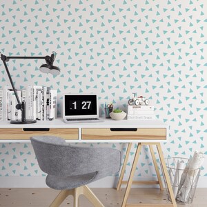 Papier peint amovible triangle pop bleu | Papier peint auto-adhésif coloré | Papier peint moderne et lumineux | Papier peint | Papier peint géométrique