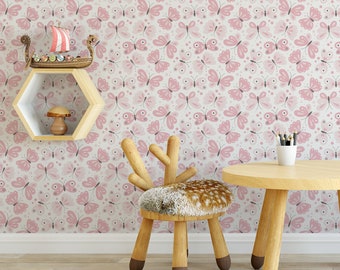 Pink Butterfly Kids Removable Wallpaper K123-13