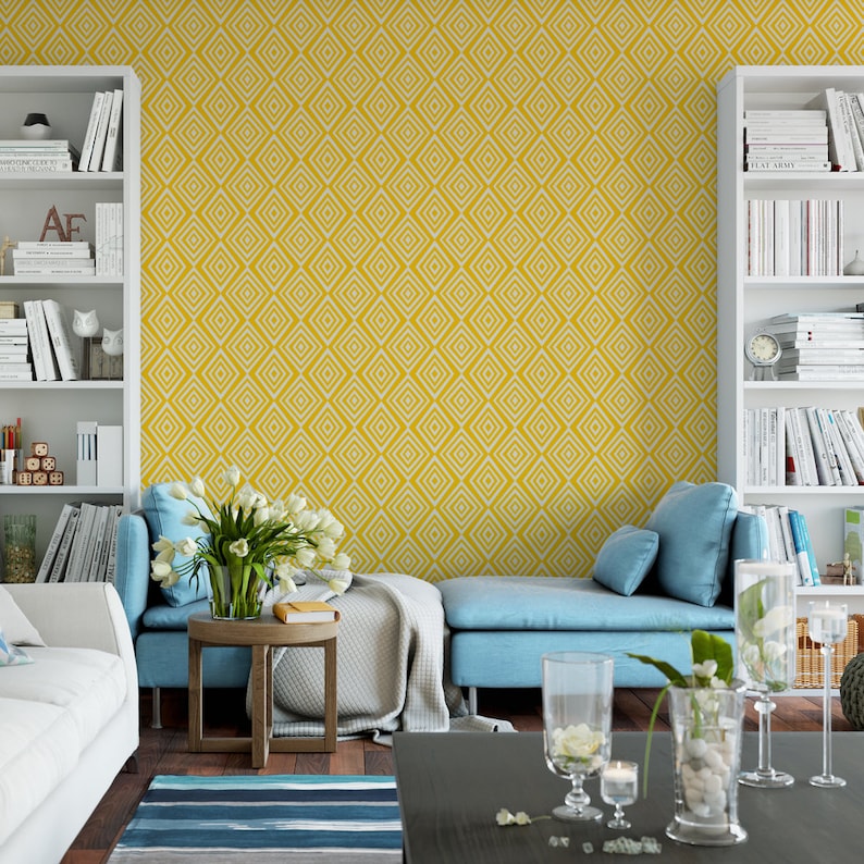 Yellow Geometric Removable Wallpaper G130-27 - Etsy