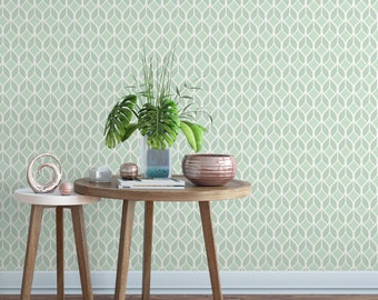 Avtagbar tapet med geometrisk lövmotiv: Tropisk grön botanisk
