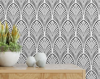 Geometric Arch Art Deco Wallpaper: Peel and Stick Removable Decor