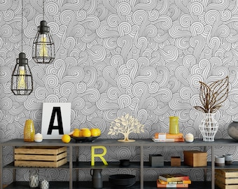 SWIRL PATTERN & Versatile Home Wall Decor Removable WALLPAPER, Unique Designed Peel Stick Maximalist Wallpaper