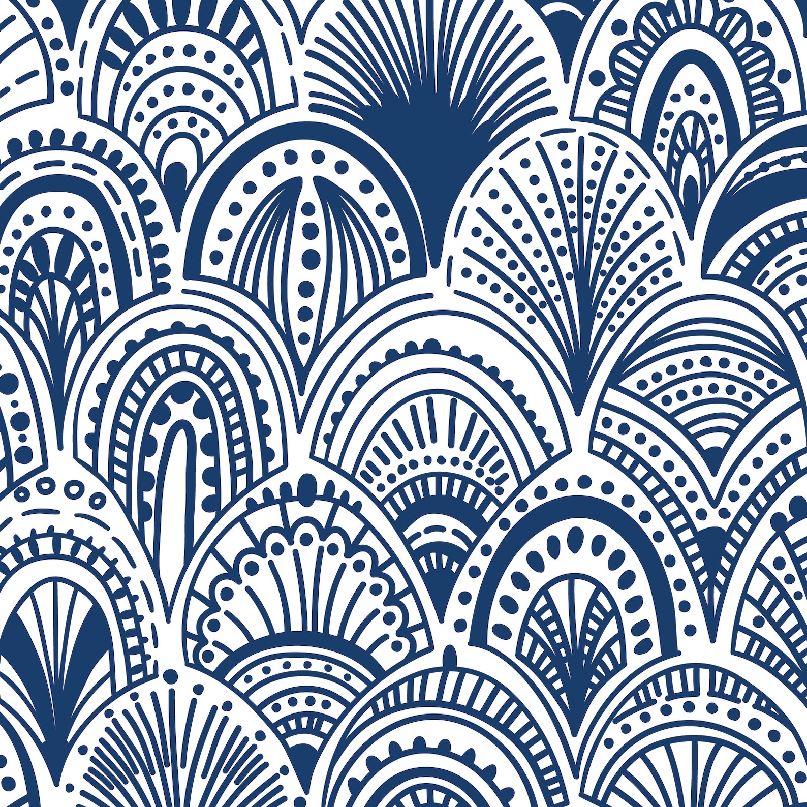 Blue Bohemian Scallops Removable Wallpaper G193-27 | Etsy