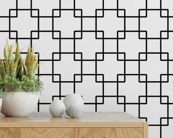 Geometric Squares Wallpaper: Modern Peel and Stick, Removable Wallpaper