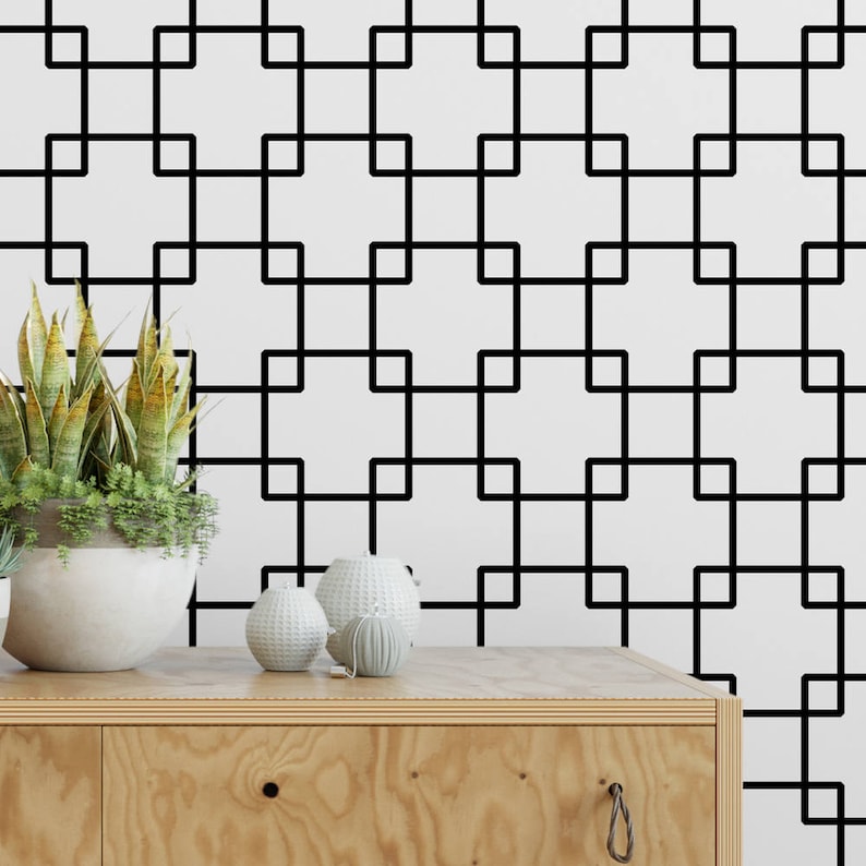 Interlock Squares Removable Wallpaper G14427 Etsy