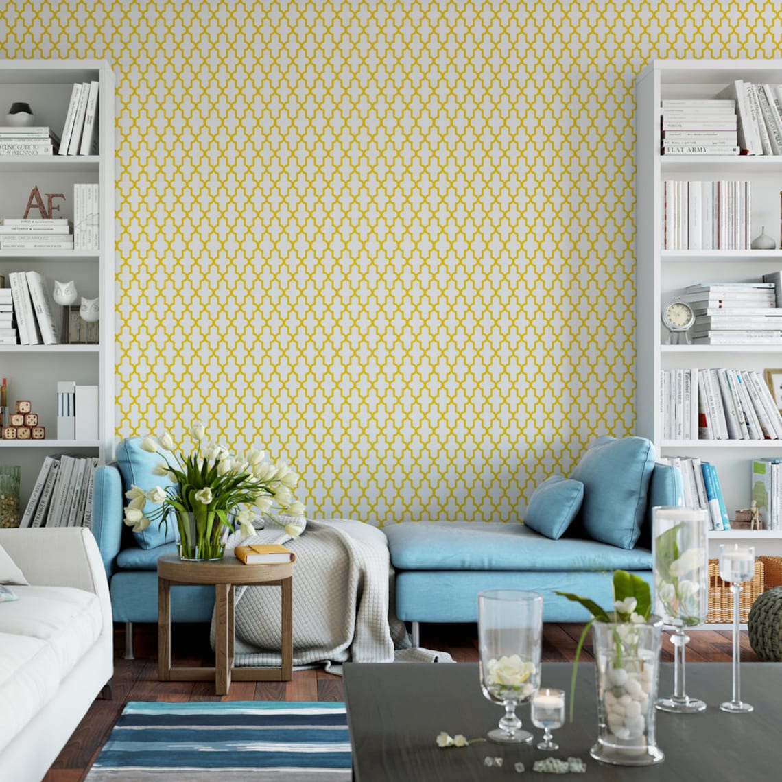 Geometric Yellow Removable Wallpaper G12813 Etsy