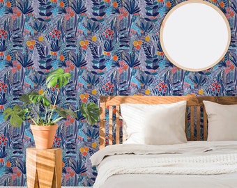 Carta da parati con fiori selvatici blu: Boho Botanical Peel and Stick