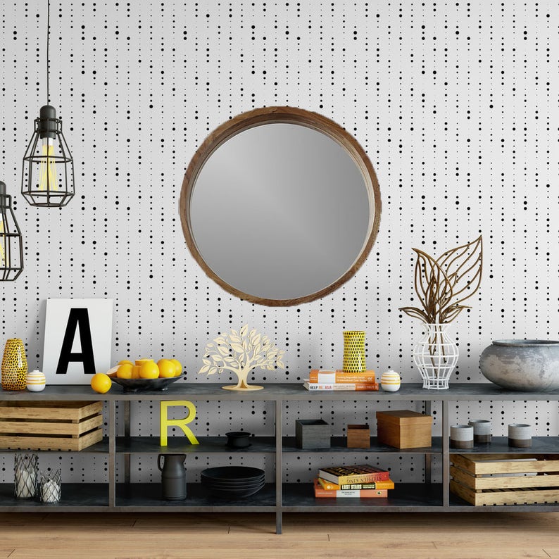 Streaming dots removable wallpaper cute self adhesive wallpaper black and white geometric temporary wallpaper G196-27