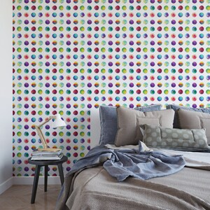 Watercolor Wallpaper, Colorful Dot Wallpaper, Playroom Wallpaper, Rainbow Dot Wallpaper, Color Removable Wallpaper, Kid Accent Wall, G189-13 image 5