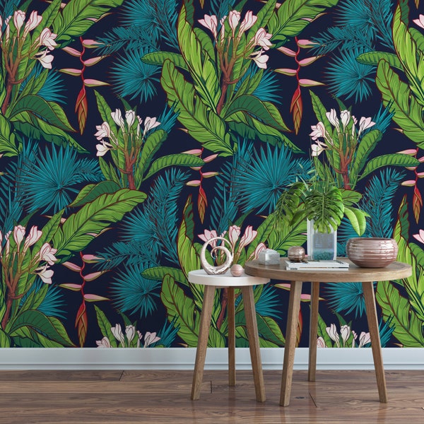 Banana Leaf Botanical Removable Wallpaper  / tropical wallpaper / botanical self adhesive / floral wallpaper B149-27