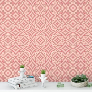 Coral geometric removable wallpaper / cute self adhesive wallpaper / abstract ethnic wall mural G126-27