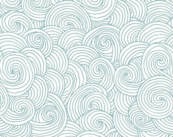 Hand Drawn Swirls Removable Wallpaper - Teal Self Adhesive Temporary Wallpaper - Bedroom Wallpaper