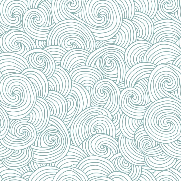 Hand Drawn Swirls Removable Wallpaper - Teal Self Adhesive Temporary Wallpaper - Bedroom Wallpaper