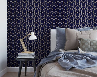 Navy and Gold Removable Wallpaper