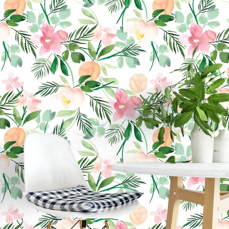 Florida Watercolor Removable Wallpaper W30727 Etsy