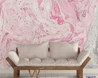 Pink Swirl Wall Mural - Pink Swirl Removalable Wallpaper - Feature Wall Mural - M5069