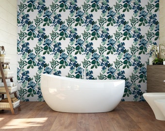 Deep Greens Floral Wallpaper: Botanical Self Adhesive, Removable