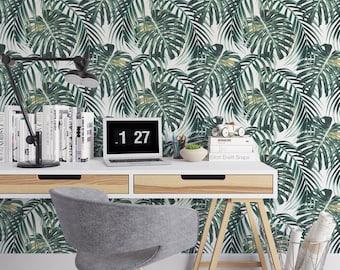 Botanical Removable Wallpaper  / tropical wallpaper / botanical self adhesive / floral wallpaper B134-27