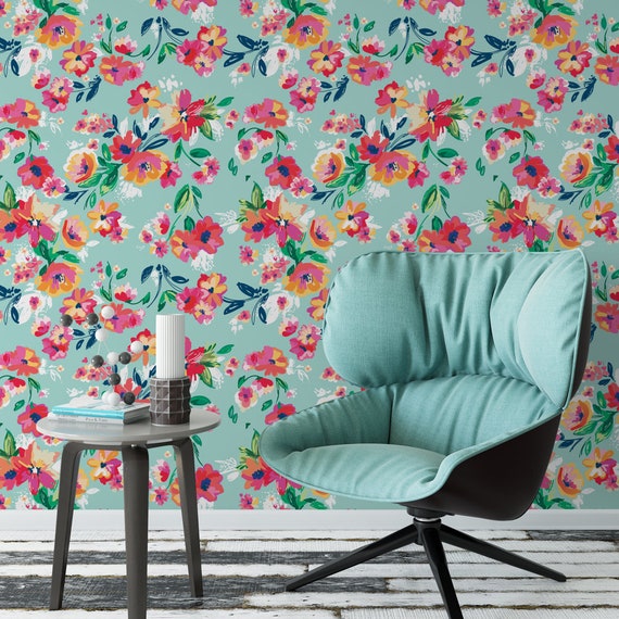 Floral removable wallpaper deals