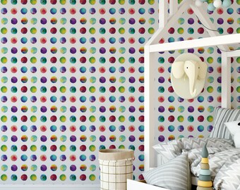 Watercolor Dot Wallpaper: Colorful Removable Kid Accent Wall