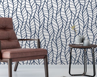 Wavy Herringbone Peel and Stick Wallpaper: Neutral Scandi Decor