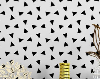 Triangle Party Wallpaper: Black and White Geometric Peel and Stick