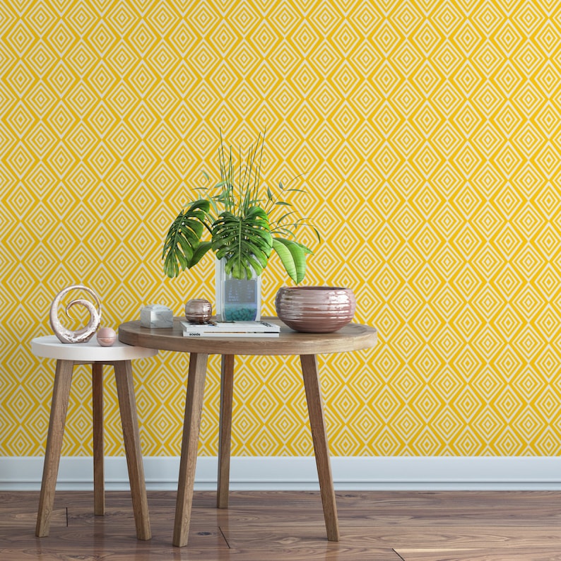 Yellow Geometric Removable Wallpaper G13027 Etsy UK