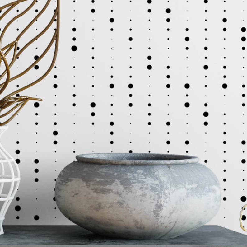 Streaming dots removable wallpaper cute self adhesive wallpaper black and white geometric temporary wallpaper G196-27