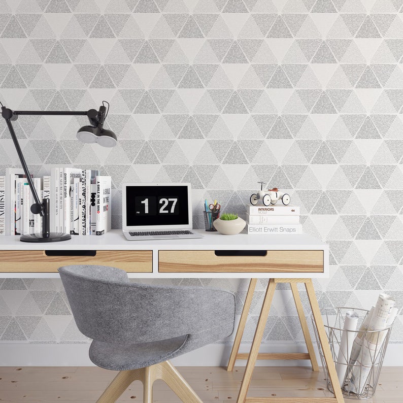 Gray Geometric Removable Wallpaper G13327 Etsy