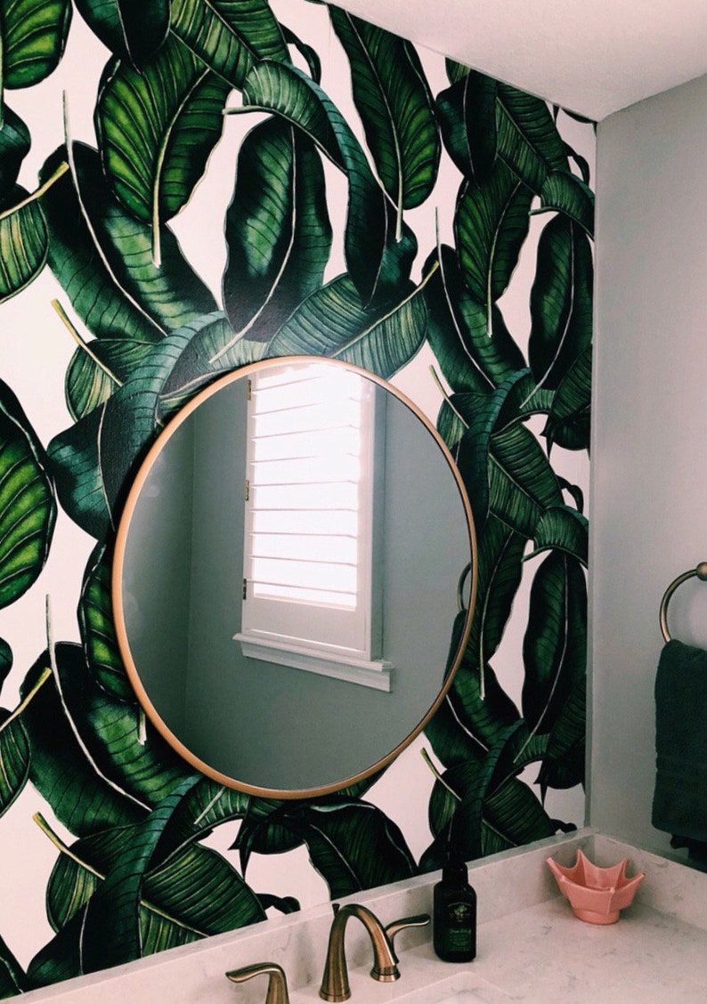 Big Banana Leaf Removable Wallpaper modern jungle style palm self adhesive wallpaper botanical temporary wallpaper B163-27