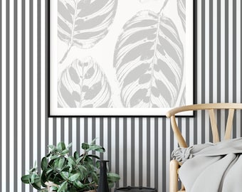 Grey and White Striped Peel and Stick Wallpaper
