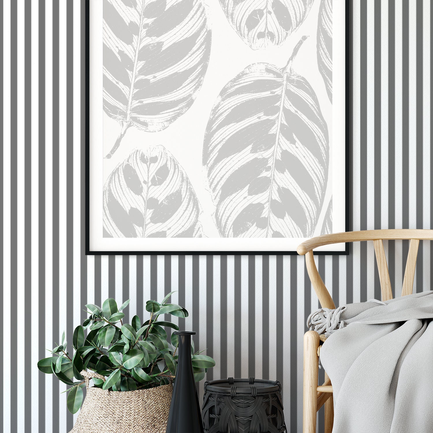Gray and White Stripes Removable Wallpaper - Etsy Gray and White Stripes Removable Wallpaper - Etsy