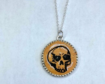 Hand Painted Skull Necklace