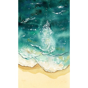 Vague top view - Original watercolor - Format 18/24 cm