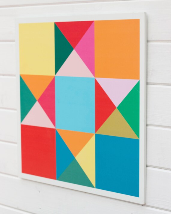 Play Room Modern Barn Quilt Colorful Ohio Star Kids Room Etsy