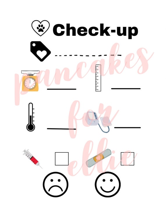 printable doctor and vet checkup worksheets etsy